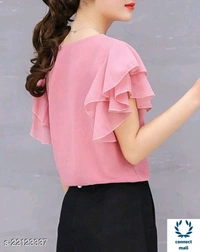TRENDY  RETRO Georgette  Short Sleeves Women Tops & Tunics - L